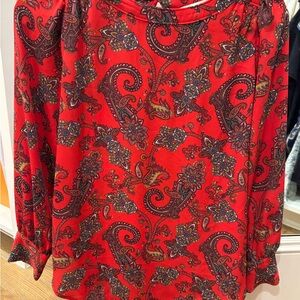 LOFT Red Paisley Blouse